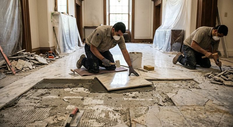 Marble Tile Floor Installation in Overland Park, KS